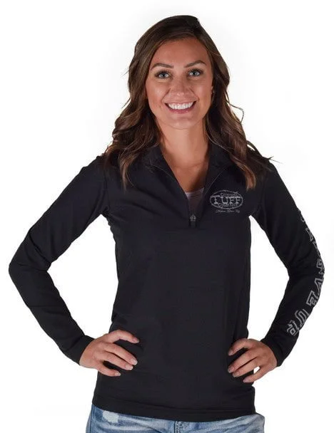 urban casual coatCowgirl Tuff Womens Quarter Zip Cadet Black Poly/Spandex Athletic Shell Jacket