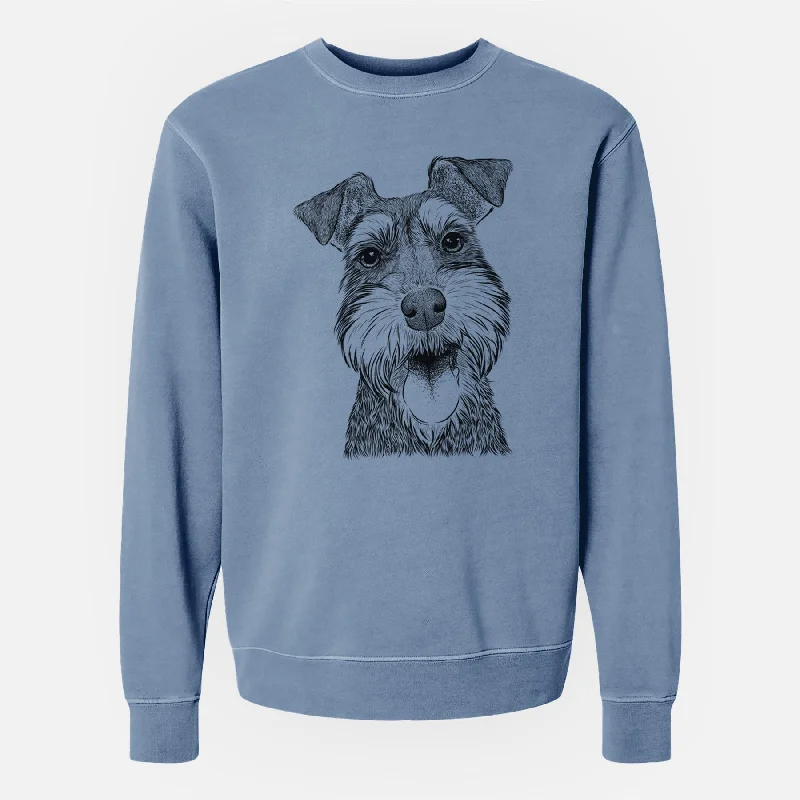 bold workout sweatshirtBare Bernadette the Mini Schnauzer - Unisex Pigment Dyed Crew Sweatshirt