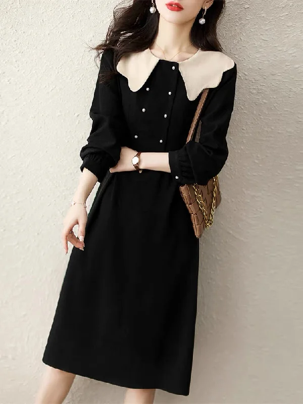 fitted cocktail dressBlack Dress W/ Contrast Collar