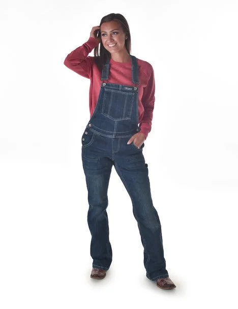 fashionable outerwearCowgirl Tuff Womens Double Down Flannel Dark Wash Cotton Blend Bib Overall