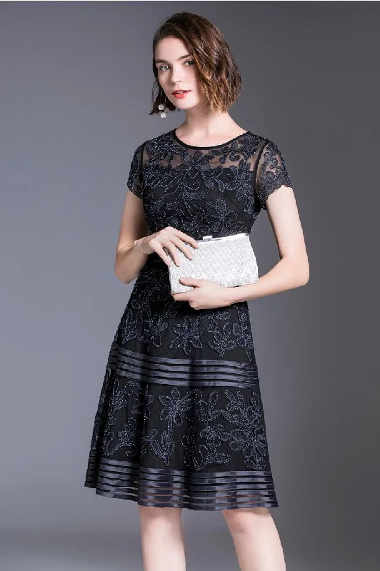 formal dressLace Midi Dress W/ Sequin