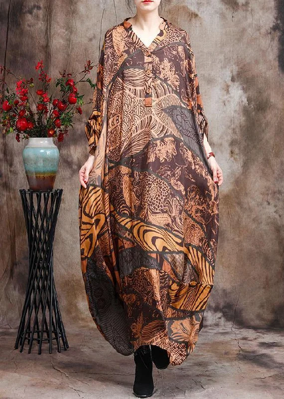 party-ready dress2024 Silk Chiffon V Neck Asymmetric Summer Dresses Long Caftans