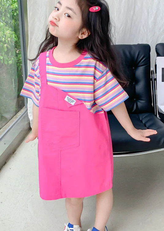 wrap-around dressStyle Rose O Neck Patchwork False Two Pieces Cotton Baby Girls Dress Summer