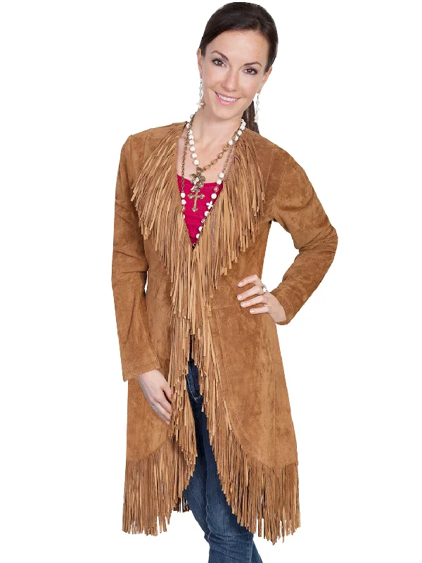 urban casual coatScully Leatherwear Womens Cinnamon Boar Suede Fringe Maxi Coat L