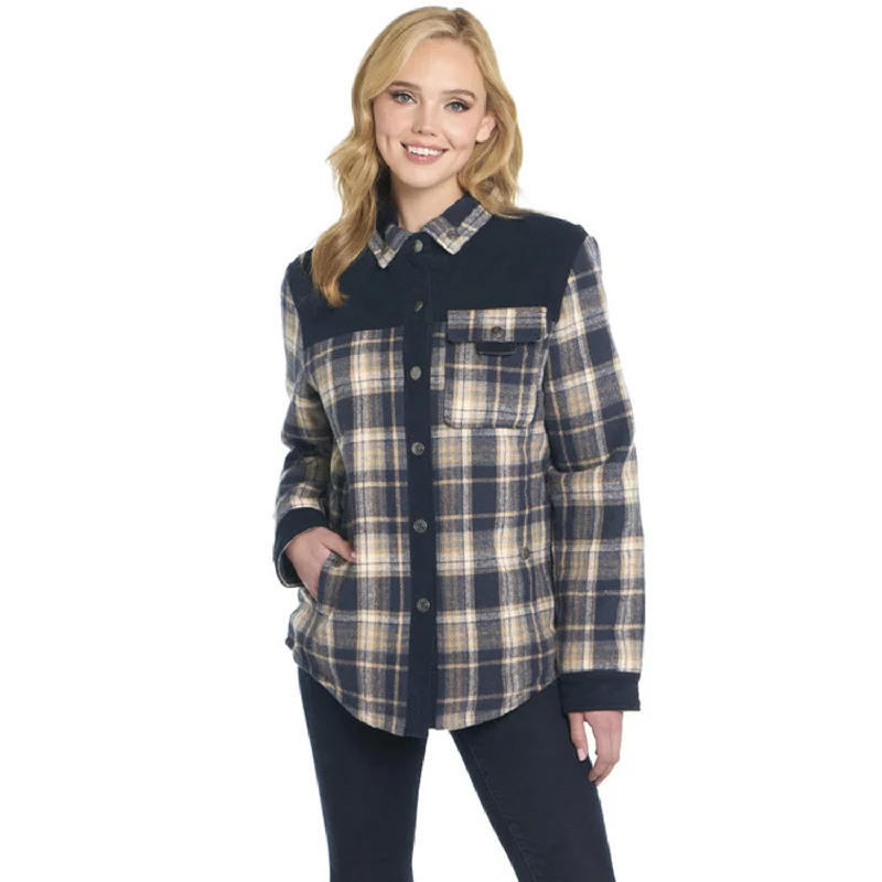 minimalist jacketCripple Creek Womens Plaid Blanket Two-Toned Liberty Blue 100% Polyester Jacket