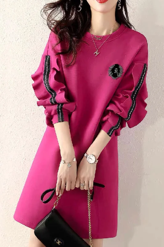 office dressRose Sweatshirt Dress W/ Ruffle