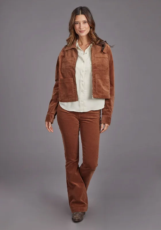 warm outerwearStetson Womens Corduroy Raglan Brown Cotton Blend Cotton Jacket