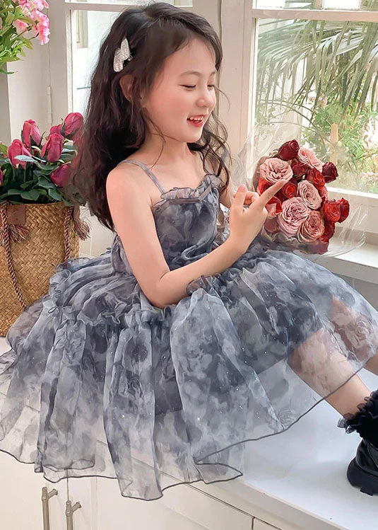 mini dressCute Grey Ruffled Patchwork Tulle Baby Girls Dresses Sleeveless