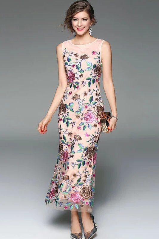 one-shoulder dressFloral Embroidered Gown