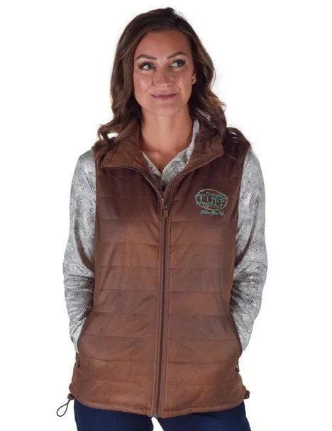 classic bomber jacketCowgirl Tuff Womens Midweight Logo Brown Poly/Spandex Faux Leather Vest