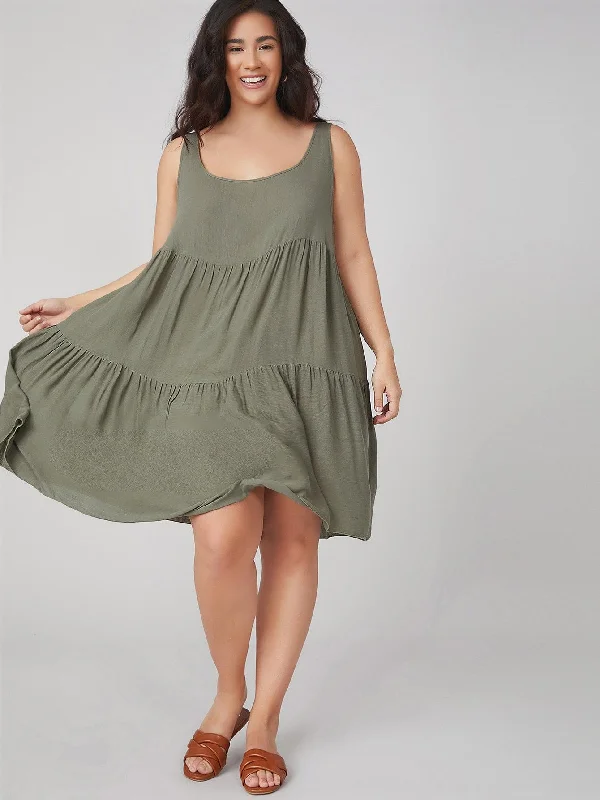 casual dressPLUS SIZE Adela Midi Dress - Khaki