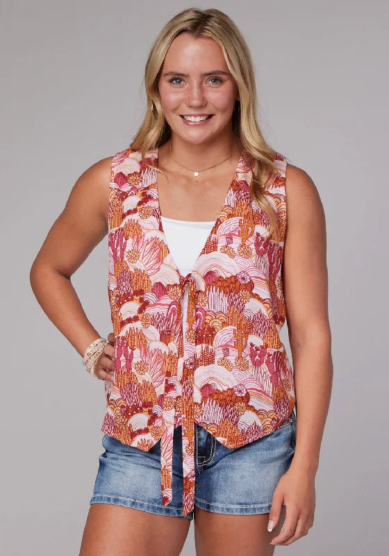 long-sleeve coatRoper Womens 2078 Groovy Cacti Pink 100% Rayon Vest