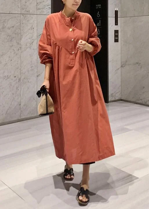 statement dressElegant lantern sleeve cotton dresses Inspiration brown Maxi Dresses