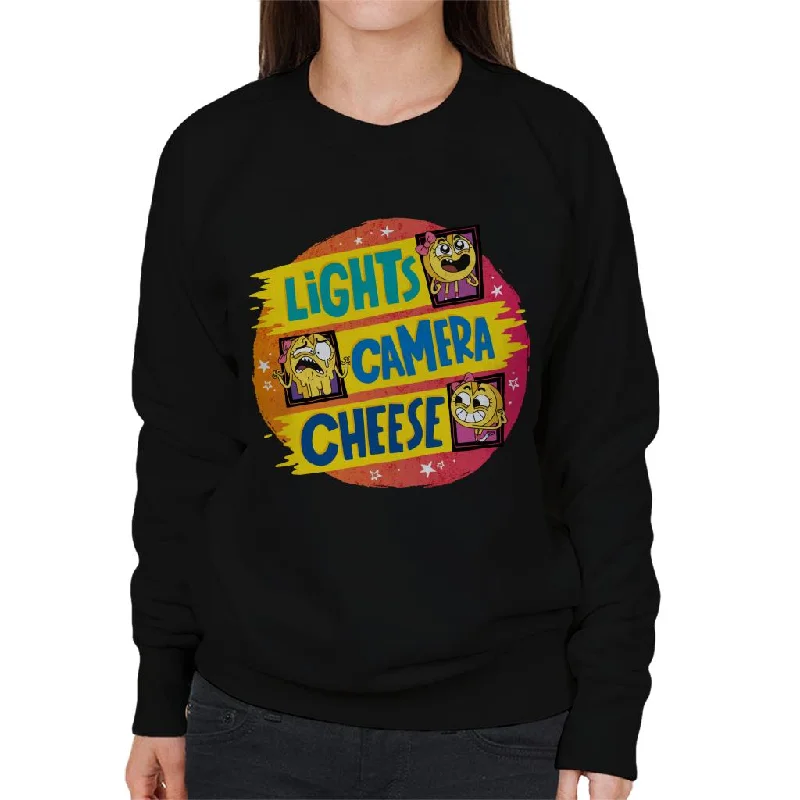 relaxed fit sports hoodieBoy Girl Dog Cat Mouse Cheese Lights Camera Cheese Women's Sweatshirt