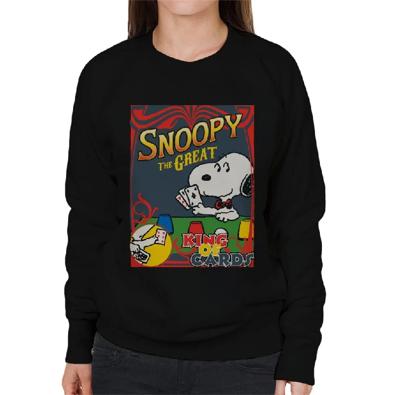 comfy workout sweatshirtPeanuts Snoopy The Great King Of Cards Women's Sweatshirt