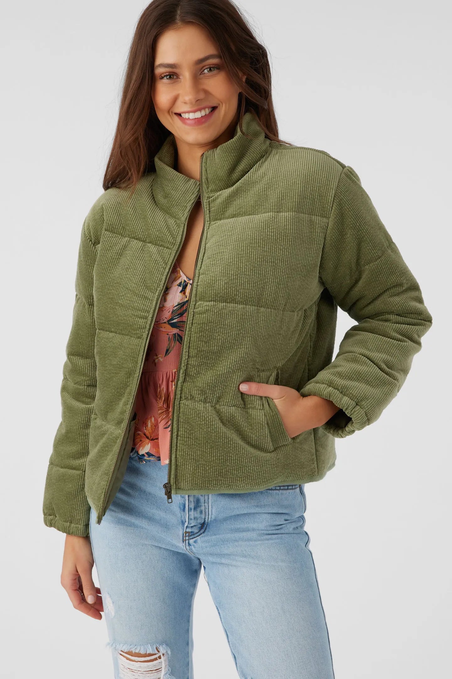 trendy fitness sweatshirtOneill Womens Jacket Novah Corduroy Quilted Zip