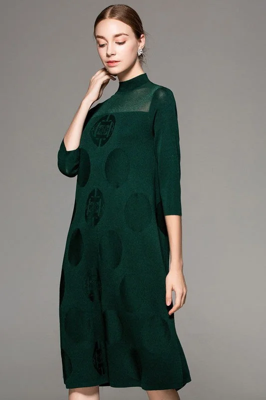 flowy evening dressQuarter Sleeve Casual Knit Dress