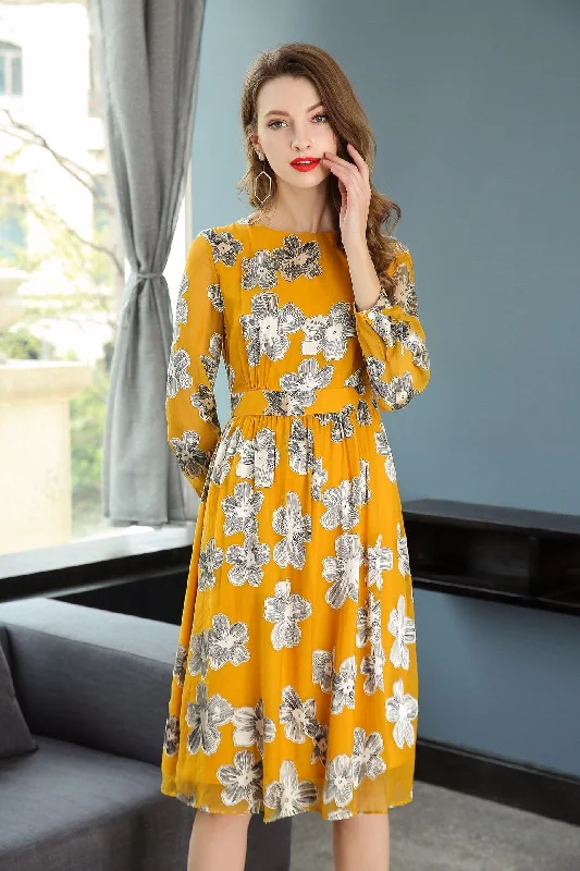 off-shoulder dressFloral Fitted Waist Midi Dress