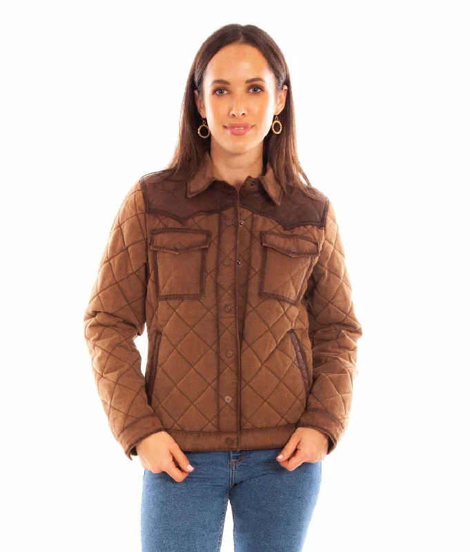 warm trench coatScully Womens Quilted Snap Chocolate Cotton Cotton Jacket