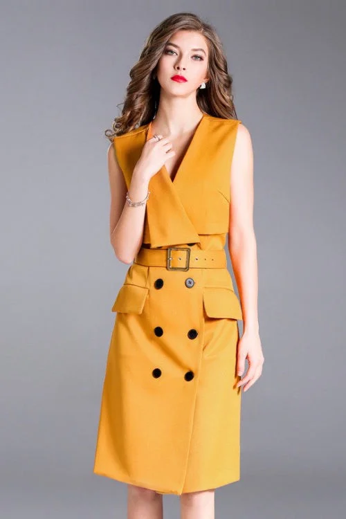 t-shirt dressStyled Collar Double Breasted Dress