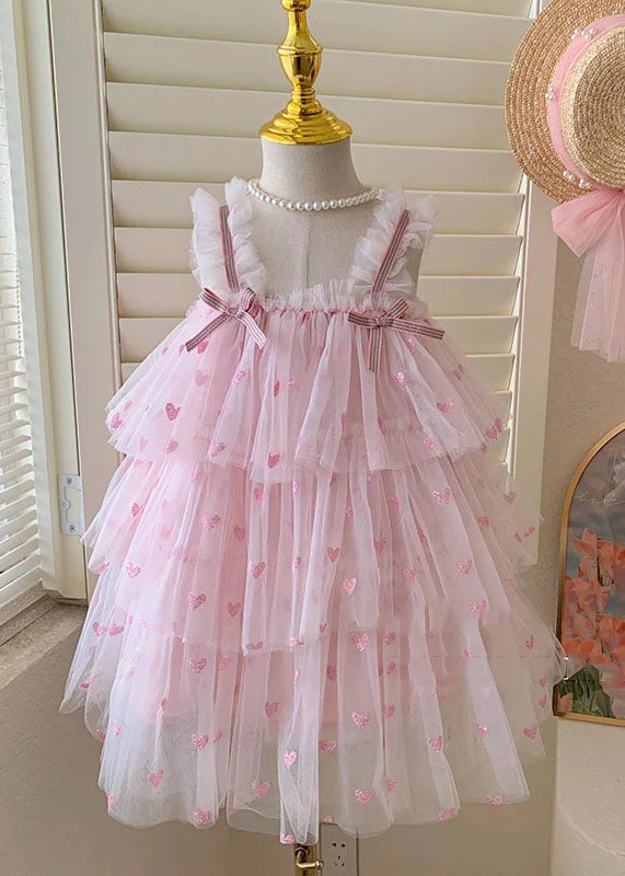 chic shift dressFine Pink Ruffled Layered Patchwork Tulle Baby Girls Dresses Summer