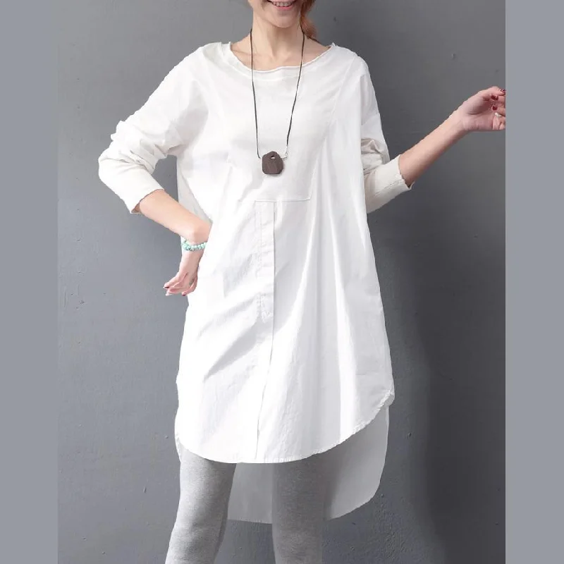 winter dressvintage white natural cotton dress plus size holiday dresses Fine long sleeve O neck patchwork cotton clothing dresses