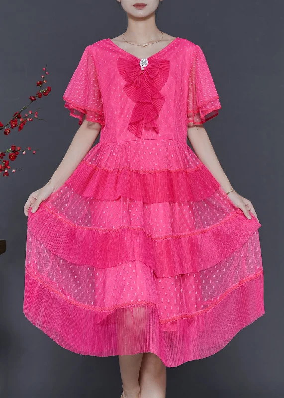 velvet dressBeautiful Rose Dot Patchwork Tulle Mid Dress Summer